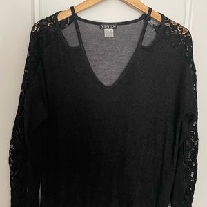 Black Venus lace sleeve sweatshirt